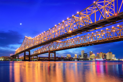 Crescent City Connection bridge at night, New Orleans